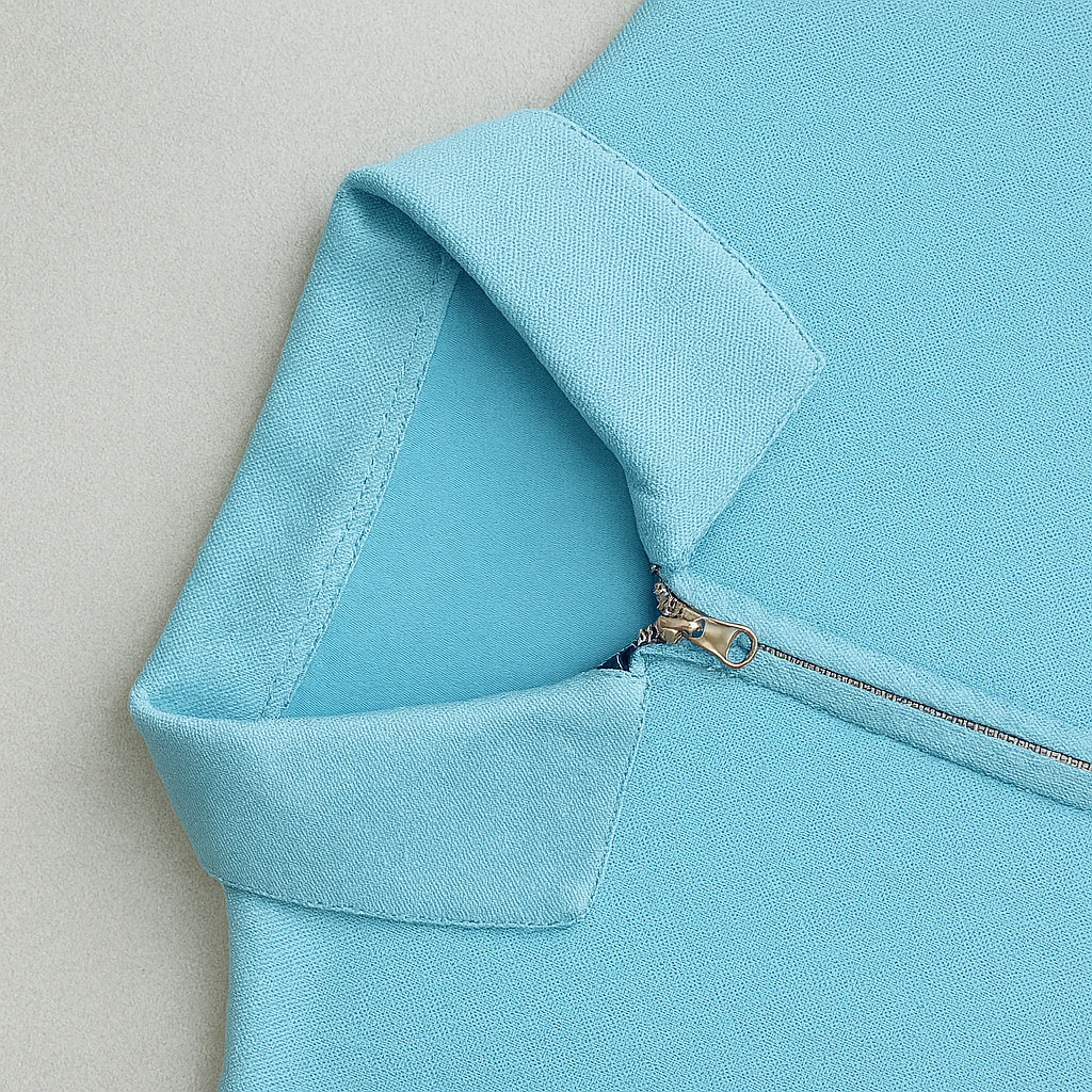 Men polo Zipper-sky Blue