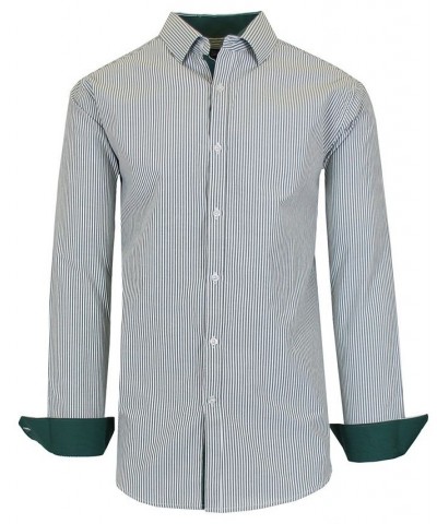 Men's Long Sleeve Pinstripe Dress Shirt PD03 $31.96 Shirts