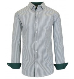 Men's Long Sleeve Pinstripe Dress Shirt PD03 $31.96 Shirts