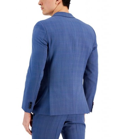 Boss Men's Slim-Fit Plaid Suplerflex Suit Jacket Blue $196.95 Suits