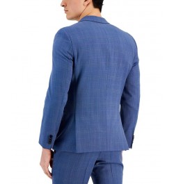 Boss Men's Slim-Fit Plaid Suplerflex Suit Jacket Blue $196.95 Suits