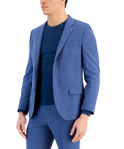 Boss Men's Slim-Fit Plaid Suplerflex Suit Jacket Blue $196.95 Suits