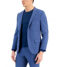 Boss Men's Slim-Fit Plaid Suplerflex Suit Jacket Blue $196.95 Suits