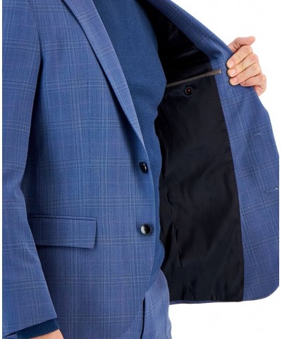 Boss Men's Slim-Fit Plaid Suplerflex Suit Jacket Blue $196.95 Suits