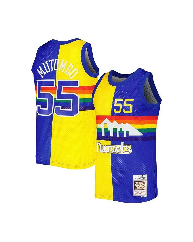 Men's Dikembe Mutombo Royal, Gold Denver Nuggets Hardwood Classics 1991-92 Split Swingman Jersey $59.45 Jersey