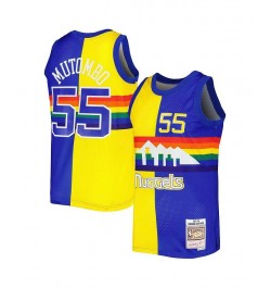 Men's Dikembe Mutombo Royal, Gold Denver Nuggets Hardwood Classics 1991-92 Split Swingman Jersey $59.45 Jersey