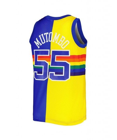 Men's Dikembe Mutombo Royal, Gold Denver Nuggets Hardwood Classics 1991-92 Split Swingman Jersey $59.45 Jersey