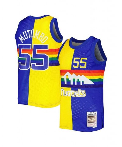 Men's Dikembe Mutombo Royal, Gold Denver Nuggets Hardwood Classics 1991-92 Split Swingman Jersey $59.45 Jersey