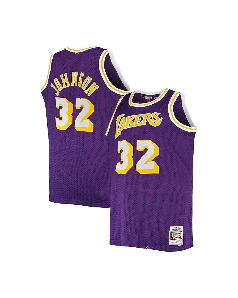 Men's Magic Johnson Purple Los Angeles Lakers Big and Tall 1984-85 Hardwood Classics Swingman Jersey $48.30 Jersey