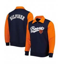 Men's Navy, Orange Chicago Bears Aiden Quarter-Zip Top $42.00 Sweatshirt