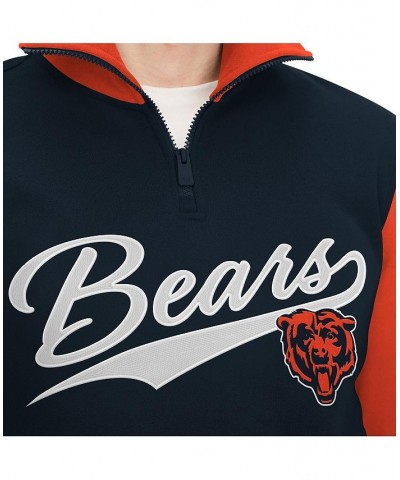 Men's Navy, Orange Chicago Bears Aiden Quarter-Zip Top $42.00 Sweatshirt