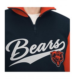 Men's Navy, Orange Chicago Bears Aiden Quarter-Zip Top $42.00 Sweatshirt