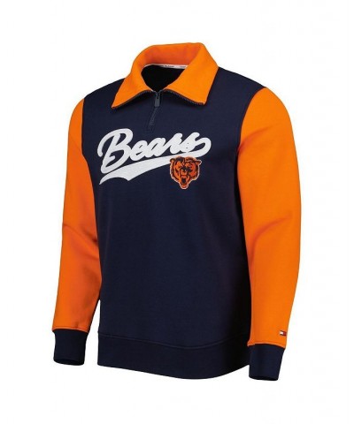 Men's Navy, Orange Chicago Bears Aiden Quarter-Zip Top $42.00 Sweatshirt