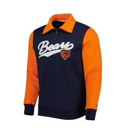 Men's Navy, Orange Chicago Bears Aiden Quarter-Zip Top $42.00 Sweatshirt