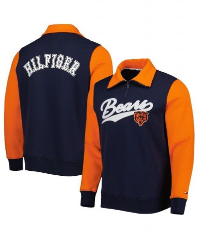 Men's Navy, Orange Chicago Bears Aiden Quarter-Zip Top $42.00 Sweatshirt