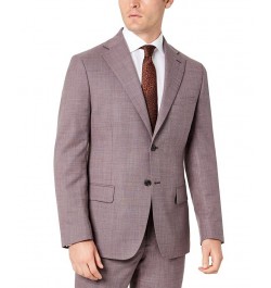 Men's Slim-Fit Berry Solid Wool Suit Purple $195.75 Suits