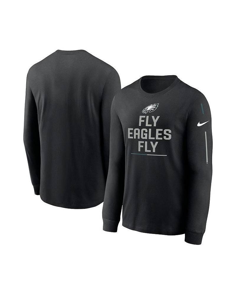 Men's Black Philadelphia Eagles Team Slogan Long Sleeve T-shirt $24.20 T-Shirts