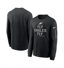 Men's Black Philadelphia Eagles Team Slogan Long Sleeve T-shirt $24.20 T-Shirts