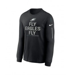 Men's Black Philadelphia Eagles Team Slogan Long Sleeve T-shirt $24.20 T-Shirts