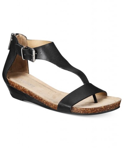 Women's Great Gal Wedge Sandals Black $43.45 Shoes