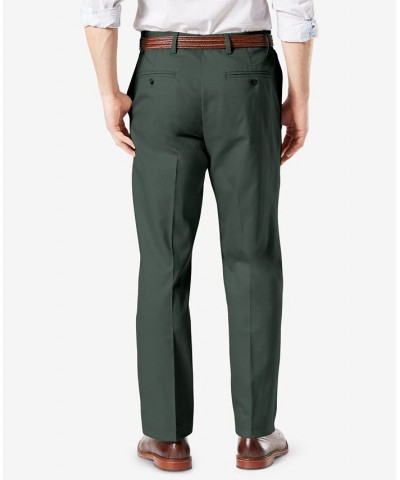 Men's Signature Lux Cotton Classic Fit Pleated Creased Stretch Khaki Pants Green $29.40 Pants