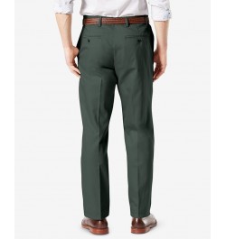 Men's Signature Lux Cotton Classic Fit Pleated Creased Stretch Khaki Pants Green $29.40 Pants