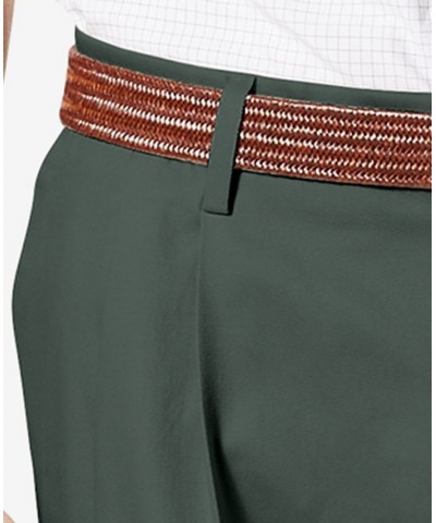 Men's Signature Lux Cotton Classic Fit Pleated Creased Stretch Khaki Pants Green $29.40 Pants