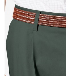 Men's Signature Lux Cotton Classic Fit Pleated Creased Stretch Khaki Pants Green $29.40 Pants