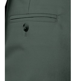 Men's Signature Lux Cotton Classic Fit Pleated Creased Stretch Khaki Pants Green $29.40 Pants