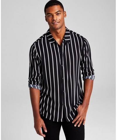 Men's Striped Long-Sleeve Resort Shirt Black $15.54 Shirts