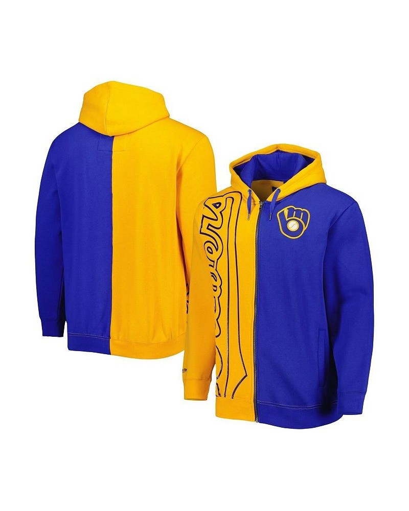 Men's Gold, Royal Milwaukee Brewers Fleece Full-Zip Hoodie $39.00 Sweatshirt