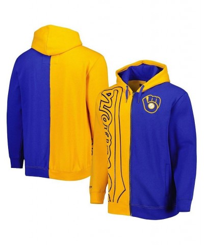 Men's Gold, Royal Milwaukee Brewers Fleece Full-Zip Hoodie $39.00 Sweatshirt