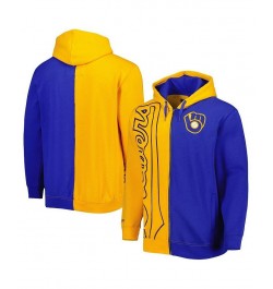 Men's Gold, Royal Milwaukee Brewers Fleece Full-Zip Hoodie $39.00 Sweatshirt