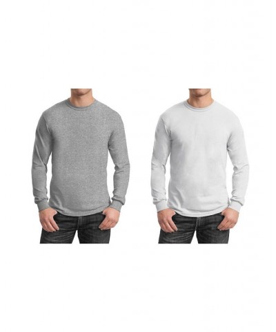 Men's 2-Pack Egyptian Cotton-Blend Long Sleeve Crew Neck Tee Heather Gray/White $21.00 T-Shirts