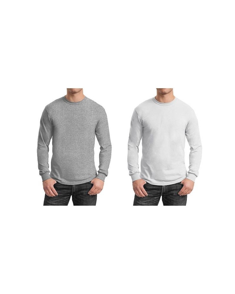 Men's 2-Pack Egyptian Cotton-Blend Long Sleeve Crew Neck Tee Heather Gray/White $21.00 T-Shirts