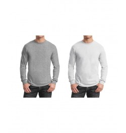 Men's 2-Pack Egyptian Cotton-Blend Long Sleeve Crew Neck Tee Heather Gray/White $21.00 T-Shirts