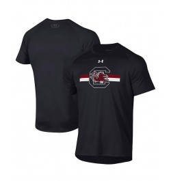 Men's Black South Carolina Gamecocks Logo Stripe Performance Raglan T-shirt $32.99 T-Shirts