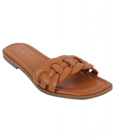 Women's Faye Flat Sandals Brown $49.50 Shoes