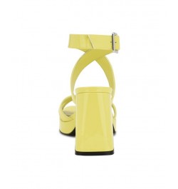 Women's Tackle Ankle Strap Block Heel Sandals Yellow $37.80 Shoes