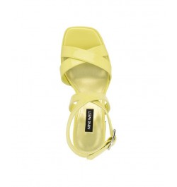 Women's Tackle Ankle Strap Block Heel Sandals Yellow $37.80 Shoes