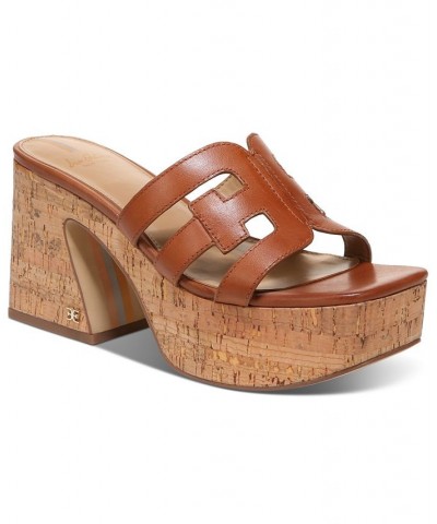 Dev Cork Platform Logo Sandals Brown $48.00 Shoes