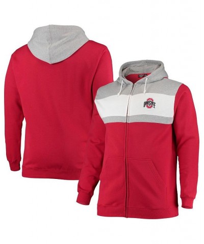 Men's Scarlet, Heathered Gray Ohio State Buckeyes Big and Tall Color Block Full-Zip Hoodie $31.02 Sweatshirt