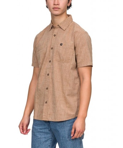 Men's Hughes Short Sleeve Button Up Shirt Brown $16.33 Shirts