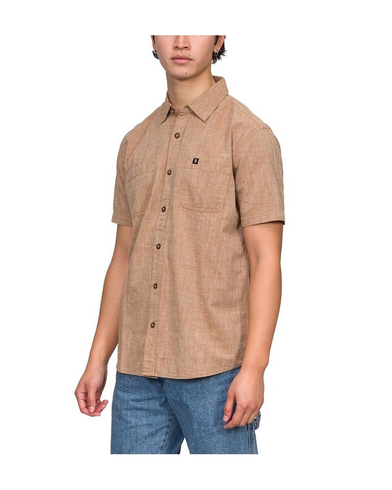 Men's Hughes Short Sleeve Button Up Shirt Brown $16.33 Shirts