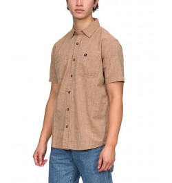 Men's Hughes Short Sleeve Button Up Shirt Brown $16.33 Shirts