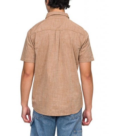 Men's Hughes Short Sleeve Button Up Shirt Brown $16.33 Shirts