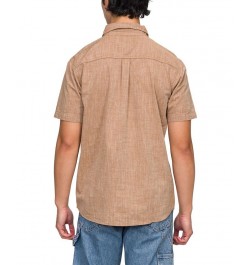 Men's Hughes Short Sleeve Button Up Shirt Brown $16.33 Shirts