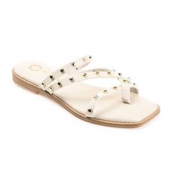 Women's Fanny Studded Sandals White $43.00 Shoes