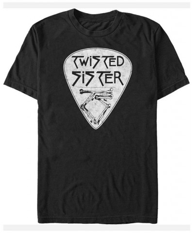 Twisted Sister Men's Guitar Pick Logo Short Sleeve T-Shirt Black $14.35 T-Shirts