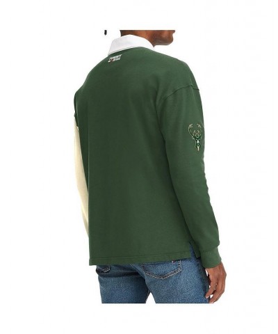 Men's Green, Cream Milwaukee Bucks Ronnie Rugby Long Sleeve T-shirt $41.00 T-Shirts